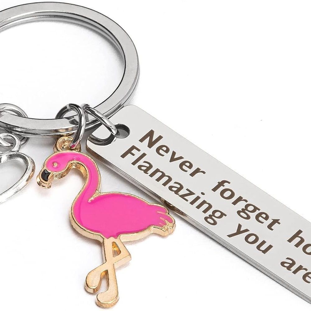 Never Forget How Flamazing You Are! Flamingo Keychain - Picture 4 of 6